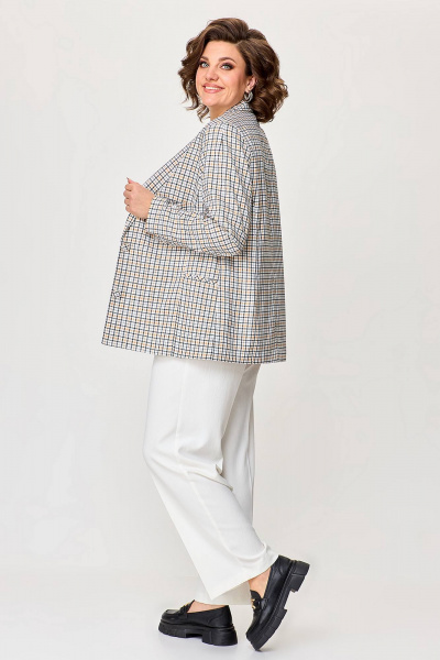 Женский белый костюм жакет и брюки с рельефами Algranda А3979-2 - фото 5