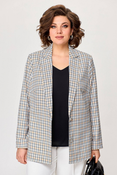 Женский белый костюм жакет и брюки с рельефами Algranda А3979-2 - фото 4