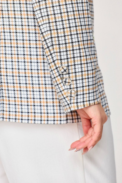 Женский белый костюм жакет и брюки с рельефами Algranda А3979-2 - фото 3