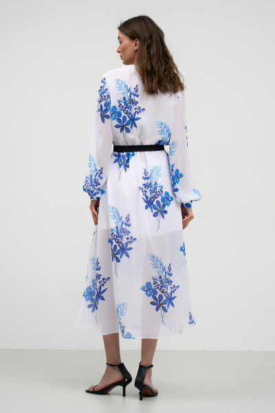 Белое шифоновое платье на запах с мягкими складками Art Ribbon M1032P - фото 4