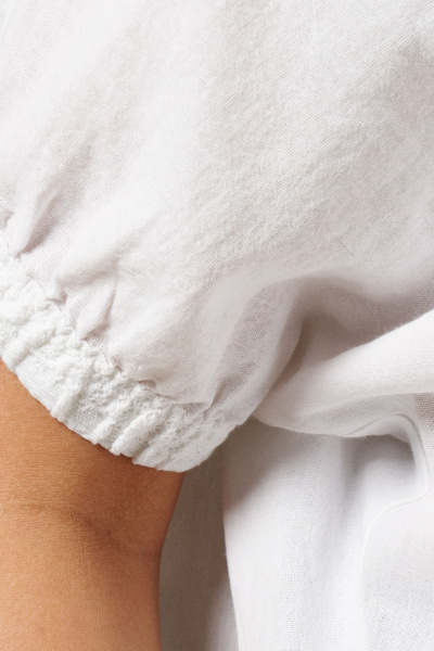 Белая хлопковая блуза с коротким рукавом и вышивкой Панда 149540w белый - фото 4