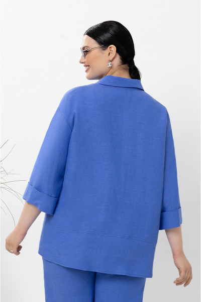 Костюм из льна и текстиля рубашка и широкие брюки на лето Lissana 4899 оттенок_синего - фото 8