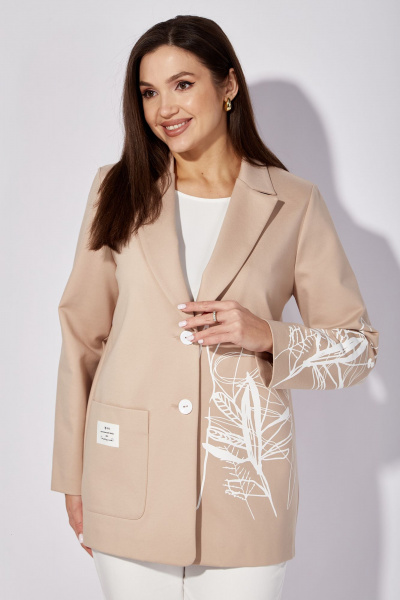 Бежевый жакет на пуговицах из трикотажа TAiER 1276 бежевый - фото 2