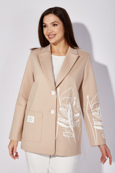 Бежевый жакет на пуговицах из трикотажа TAiER 1276 бежевый - фото 3