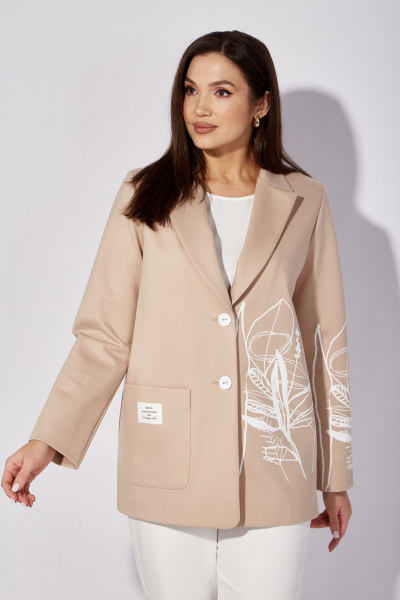 Бежевый жакет на пуговицах из трикотажа TAiER 1276 бежевый - фото 5