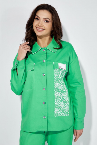 Зеленый комплект из рубашки и брюк из текстиля TAiER 1278 зеленый - фото 2