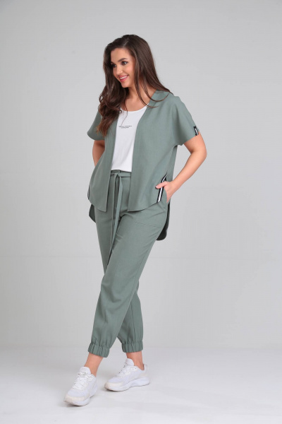 Брюки, накидка, топ Karina deLux M-1098/1 олива - фото 3