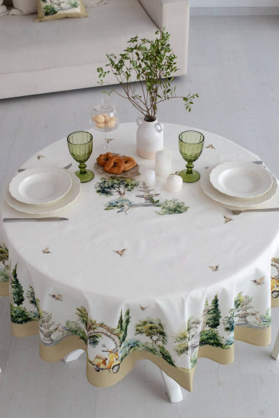 Круглая скатерть с итальянским пейзажем и пропиткой для стола Listelle 514702 - фото 4