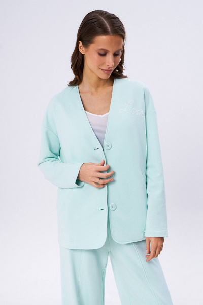Брюки и кардиган из футера для демисезона KaVaRi 8018.2 мята - фото 3