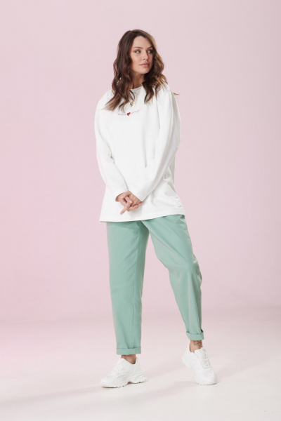 Брюки свободные бананы из хлопка MG Wear 4114 полынь - фото 3