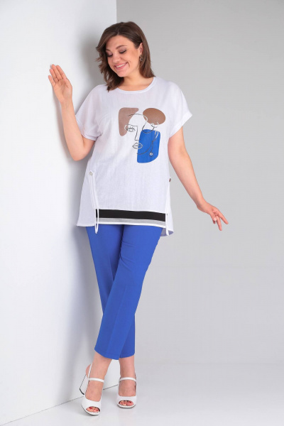 Блуза и брюки с принтом из текстиля с принтом Shetti 4051 электрик - фото 4