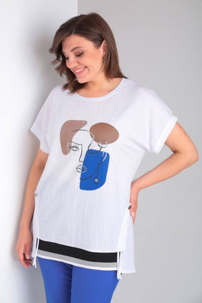 Блуза и брюки с принтом из текстиля с принтом Shetti 4051 электрик - фото 3