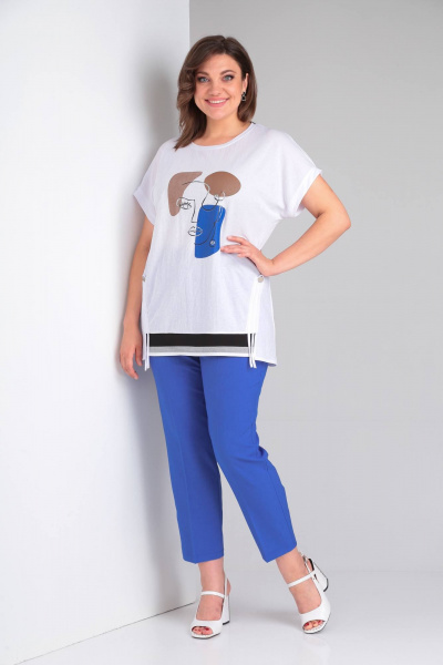 Блуза и брюки с принтом из текстиля с принтом Shetti 4051 электрик - фото 1