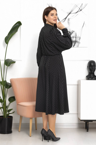 Платье с принтом в горошки, объемными рукавами и жемчужными пуговицами Gold Style 2607 - фото 8