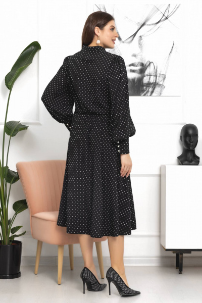 Платье с принтом в горошки, объемными рукавами и жемчужными пуговицами Gold Style 2607 - фото 7
