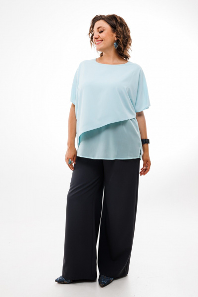 Асимметричный топ с необычным кроем от Анелли Anelli 1210 голубой - фото 4