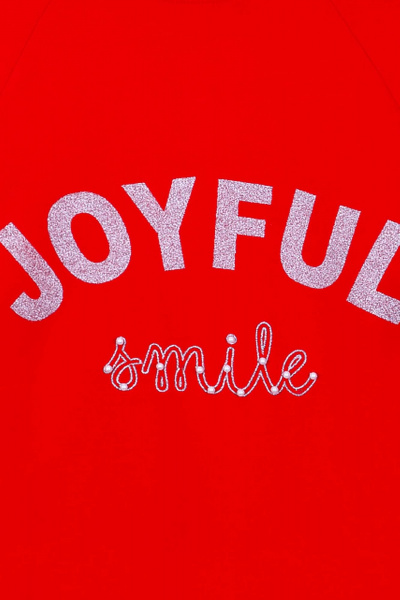 Демисезонный красный джемпер с блестящими надписями Bell Bimbo 192107 красный3 - фото 5