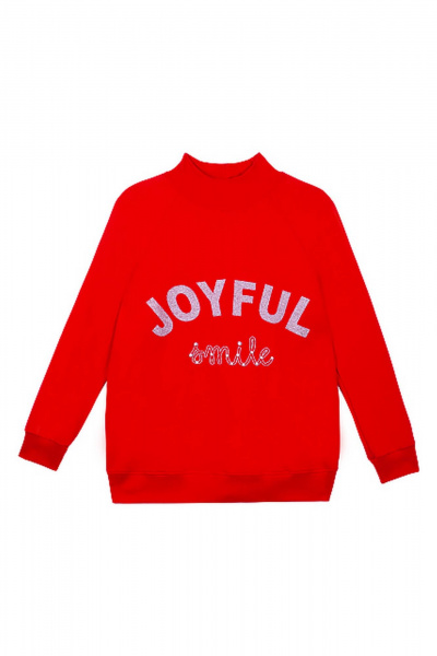 Демисезонный красный джемпер с блестящими надписями Bell Bimbo 192107 красный3 - фото 3