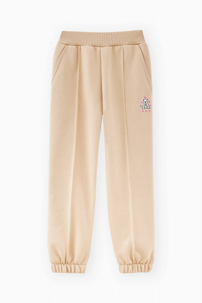 Бежевые брюки-джоггеры из трикотажа для девочки Bell Bimbo 222048 бежевый - фото 1