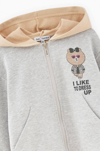 Джемпер-колор-блок в стиле на каждый день с карманами Bell Bimbo 222060 серый меланж/бежевый - фото 3