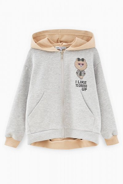 Джемпер-колор-блок в стиле на каждый день с карманами Bell Bimbo 222060 серый меланж/бежевый - фото 1