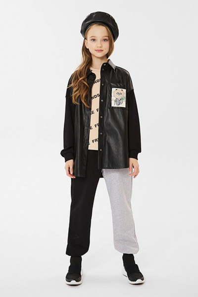 Брюки-джоггеры в стиле колор-блок с карманами и манжетами Bell Bimbo 222110 черный/серый меланж - фото 4