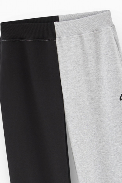 Брюки-джоггеры в стиле колор-блок с карманами и манжетами Bell Bimbo 222110 черный/серый меланж - фото 3