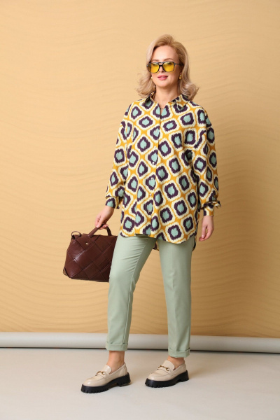 Блуза, брюки LM ВИ1630 шафран/базилик - фото 2