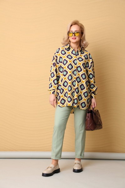 Блуза, брюки LM ВИ1630 шафран/базилик - фото 1