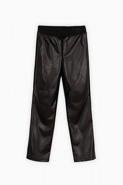 Брюки прямые из эко-кожи и футера для девочки Bell Bimbo 232042 черный - фото 1