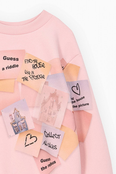 Джемпер-свитшот из футера с декором и принтом Bell Bimbo 232059 св.розовый - фото 4