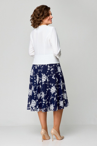 Белое и синее платье-имитация жакета и юбки миди Pocherk 1-036 синие_вензеля - фото 6