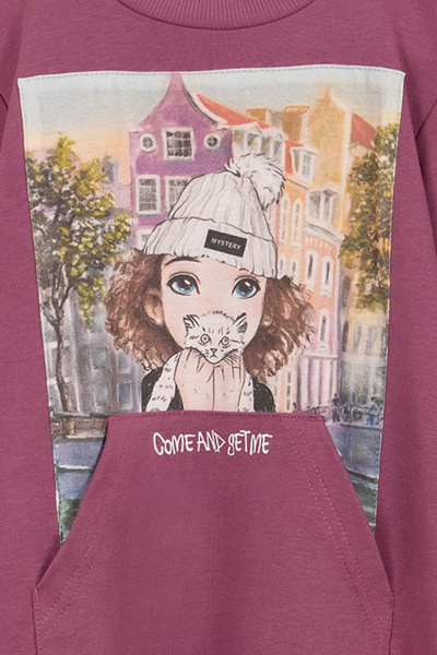 Платье А-образное с карманами и принтом Bell Bimbo 232060 бордо - фото 3