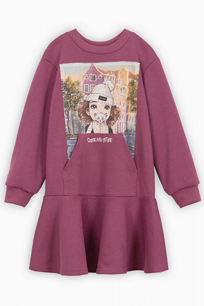 Платье А-образное с карманами и принтом Bell Bimbo 232060 бордо - фото 1