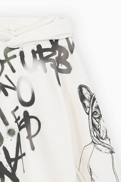 Худи с капюшоном из трикотажа и хлопка Bell Bimbo 232072 набивка/молоко - фото 4