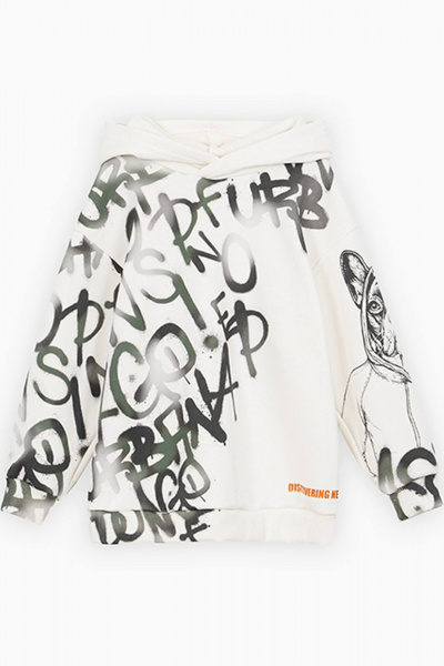 Худи с капюшоном из трикотажа и хлопка Bell Bimbo 232072 набивка/молоко - фото 2