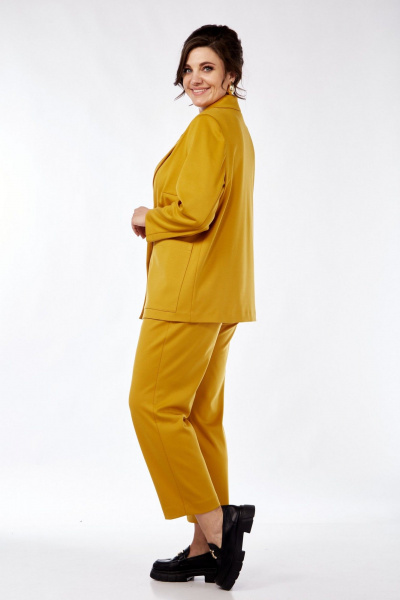 Двухкомплектный костюм из трикотажа с брюками и жакетом Grace for you 246 желтый - фото 3