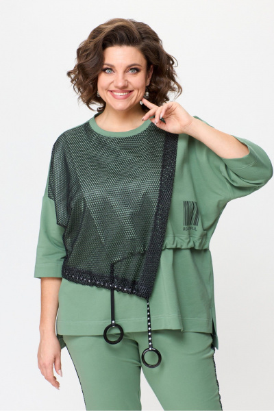 Зеленые брюки-бананы из текстиля с карманами Michel chic 1329/1 нефрит - фото 6