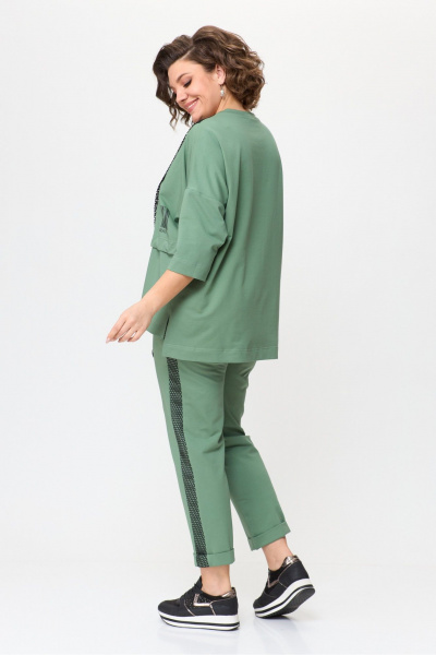 Зеленые брюки-бананы из текстиля с карманами Michel chic 1329/1 нефрит - фото 5