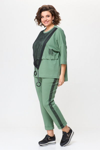 Зеленые брюки-бананы из текстиля с карманами Michel chic 1329/1 нефрит - фото 3