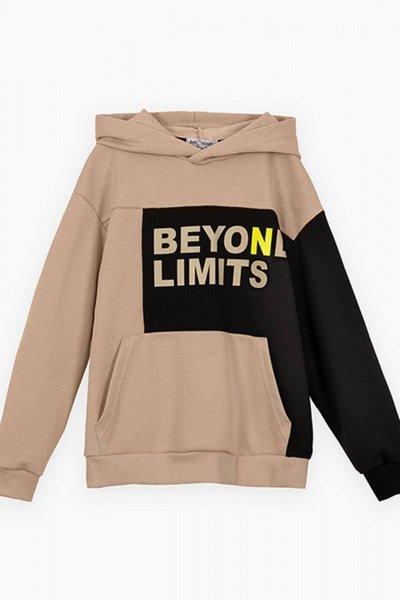 Худи прямого кроя с капюшоном, накладным карманом и принтом Bell Bimbo 232102 бежевый - фото 2