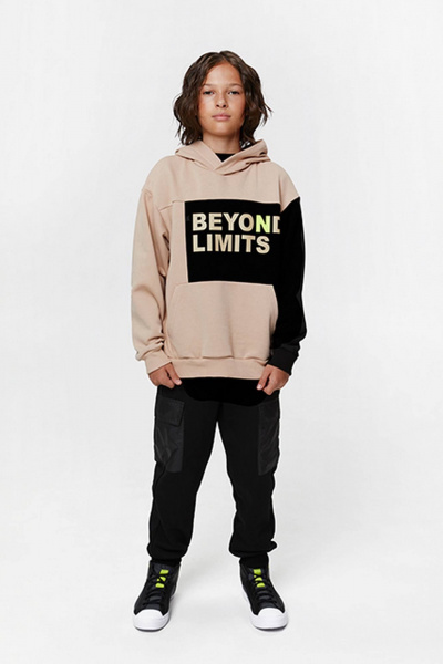 Худи прямого кроя с капюшоном, накладным карманом и принтом Bell Bimbo 232102 бежевый - фото 1