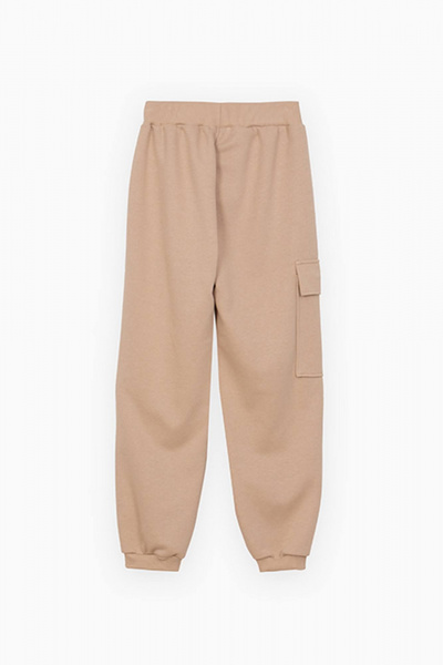Брюки-джоггеры из футера с стрелками и карманами для девочки Bell Bimbo 232114 бежевый - фото 2