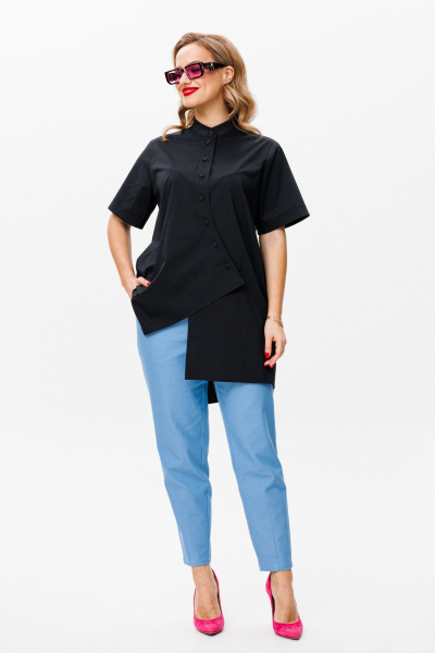 Блуза, брюки Mubliz 157 черно-голубой - фото 21