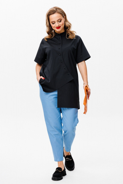 Блуза, брюки Mubliz 157 черно-голубой - фото 13