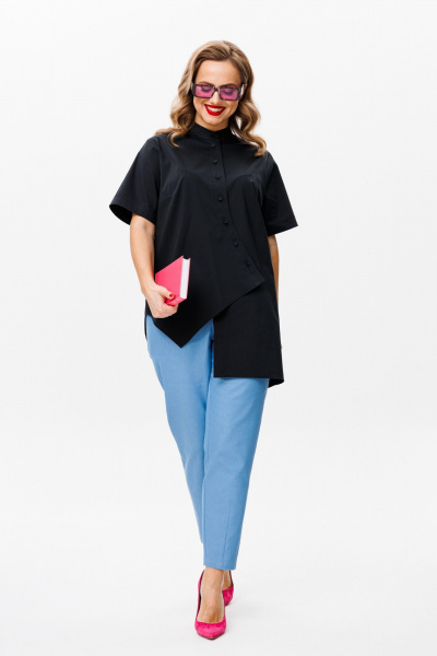 Блуза, брюки Mubliz 157 черно-голубой - фото 8