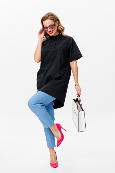 Блуза, брюки Mubliz 157 черно-голубой - фото 6