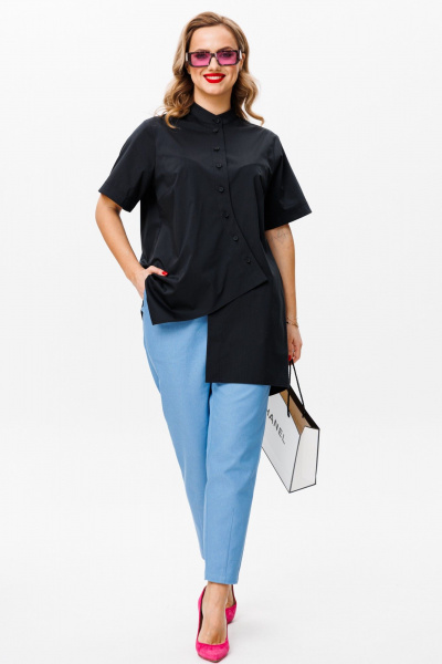 Блуза, брюки Mubliz 157 черно-голубой - фото 5