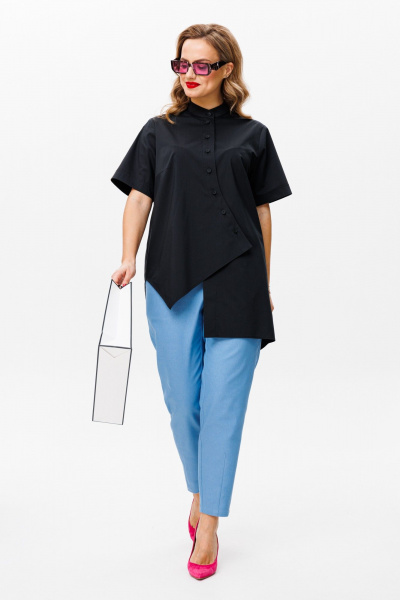 Блуза, брюки Mubliz 157 черно-голубой - фото 3