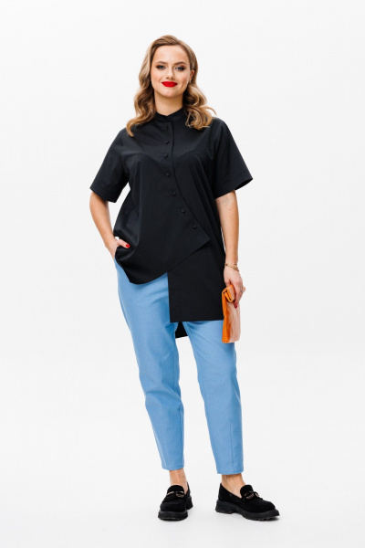 Блуза, брюки Mubliz 157 черно-голубой - фото 2
